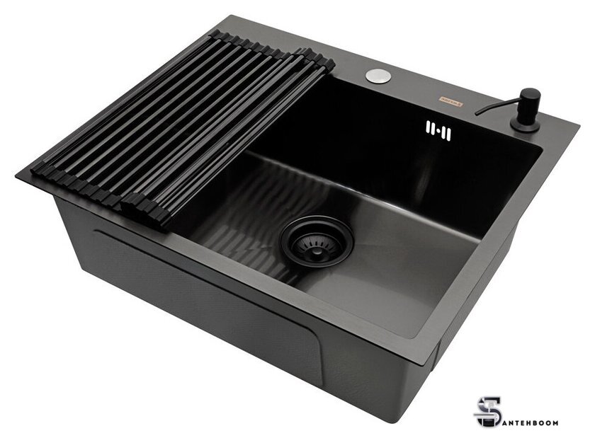 Кухонная мойка ARFEKA ECO AR мойка 600*500, роллер-мат, дозатор Black - Изображение №1 — Интернет-магазин santehboom.by