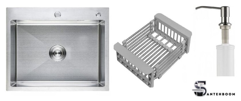 Кухонная мойка Schtoff Best Premium Silver 6050 + коландер KR-1 GREY + дозатор SD-1 SILVER - Изображение №1 — Интернет-магазин santehboom.by