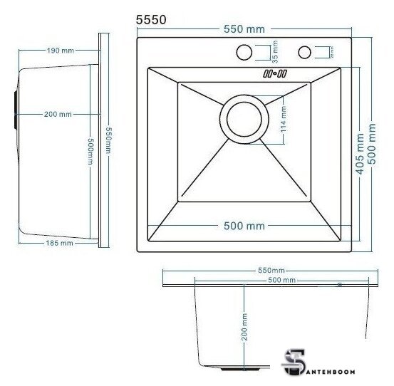Кухонная мойка Schtoff Best Decor Silver 5550 + коландер металл K-1 BLACK + дозатор SD-1 SILVER - Изображение №5 — Интернет-магазин santehboom.by