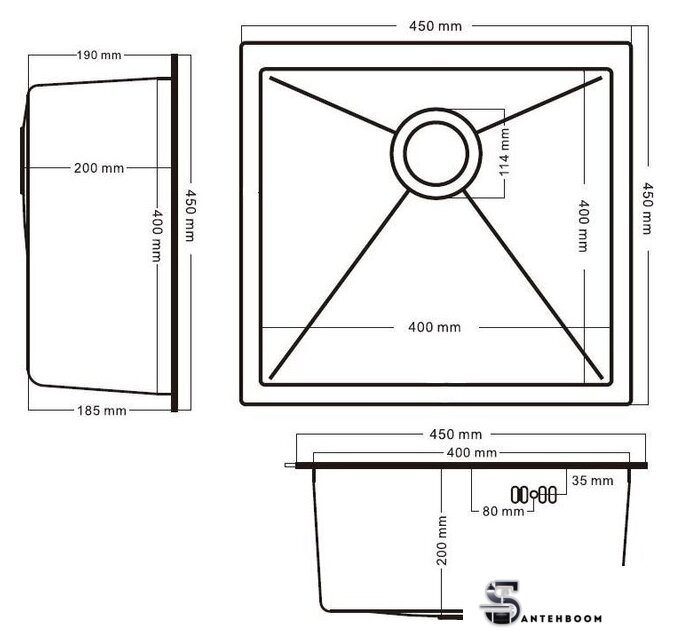Кухонная мойка Schtoff Undermount Best Decor Silver 4545 - Изображение №5 — Интернет-магазин santehboom.by