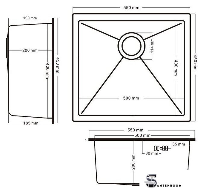 Кухонная мойка Schtoff Undermount Best Decor Silver 5545 - Изображение №5 — Интернет-магазин santehboom.by