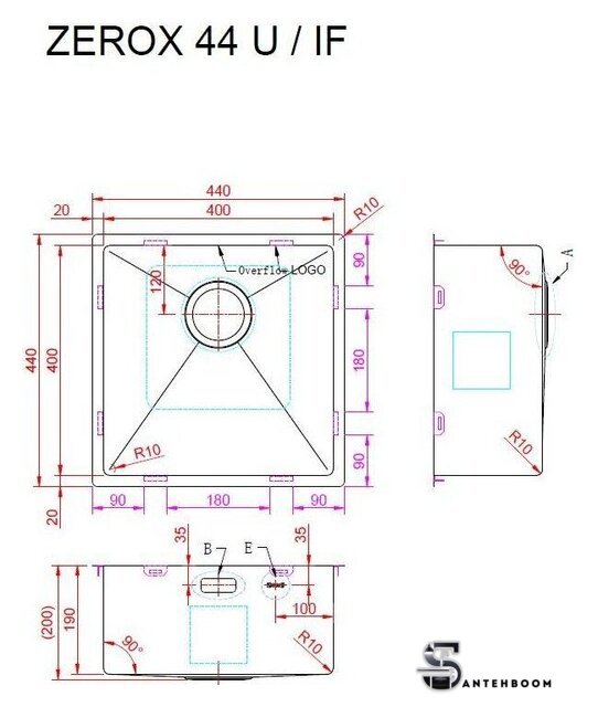 Кухонная мойка ZorG Zerox 44 U / IF Zurinox Steel - Изображение №4 — Интернет-магазин santehboom.by