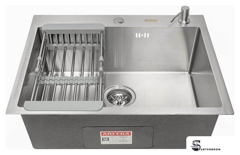 Кухонная мойка ARFEKA ECO AR мойка 600*500, коландер, дозатор SATIN - Изображение №2 — Интернет-магазин santehboom.by