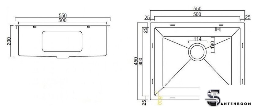 Кухонная мойка Diamond 550*450, коландер BLACK DECOR - Изображение №5 — Интернет-магазин santehboom.by