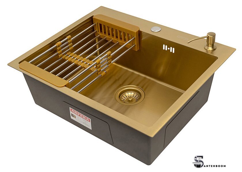 Кухонная мойка ARFEKA ECO AR мойка 600*500, коландер, дозатор GOLD - Изображение №1 — Интернет-магазин santehboom.by