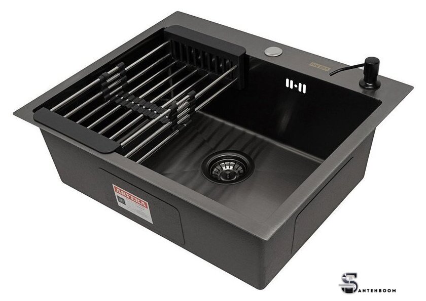 Кухонная мойка ARFEKA ECO AR мойка 600*500, коландер, дозатор BLACK - Изображение №1 — Интернет-магазин santehboom.by