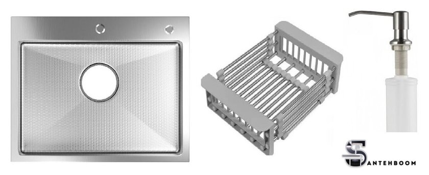 Кухонная мойка Schtoff Best Decor Silver 6050 + коландер KR-1 GREY + дозатор SD-1 SILVER - Изображение №1 — Интернет-магазин santehboom.by