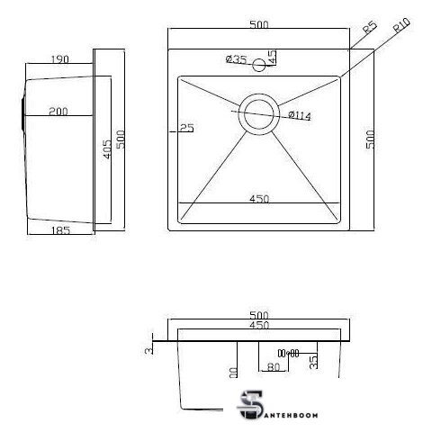 Кухонная мойка ARFEKA ECO AR мойка 500*500, роллер-мат, дозатор SATIN - Изображение №5 — Интернет-магазин santehboom.by