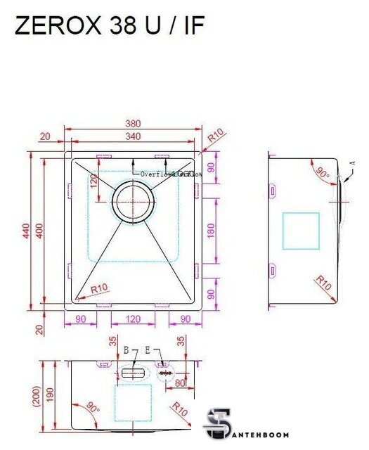 Кухонная мойка ZorG Zerox 38 U / IF PVD Gold - Изображение №4 — Интернет-магазин santehboom.by