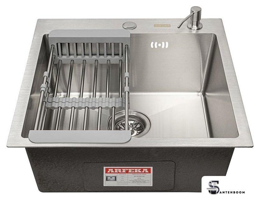 Кухонная мойка ARFEKA ECO AR мойка 500*500, коландер, дозатор SATIN - Изображение №2 — Интернет-магазин santehboom.by