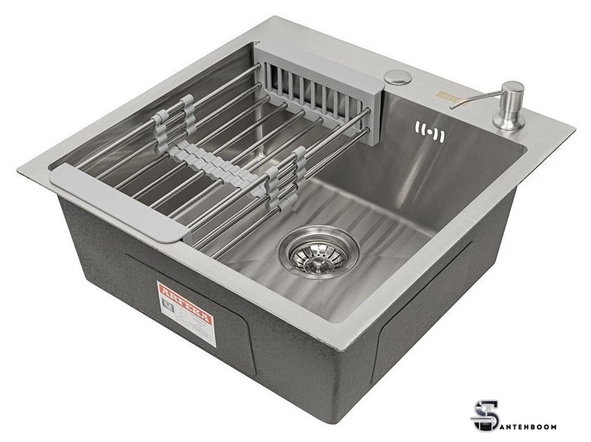 Кухонная мойка ARFEKA ECO AR мойка 500*500, коландер, дозатор SATIN - Изображение №1 — Интернет-магазин santehboom.by