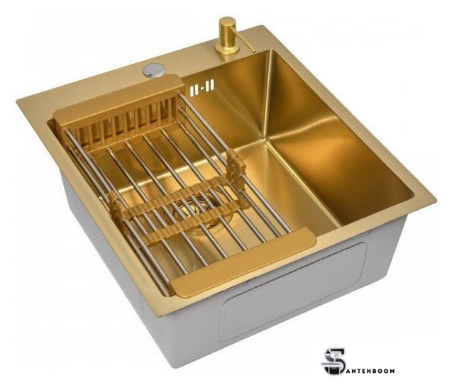 Кухонная мойка Diamond 450*500, коландер, дозатор GOLD DECOR - Изображение №1 — Интернет-магазин santehboom.by