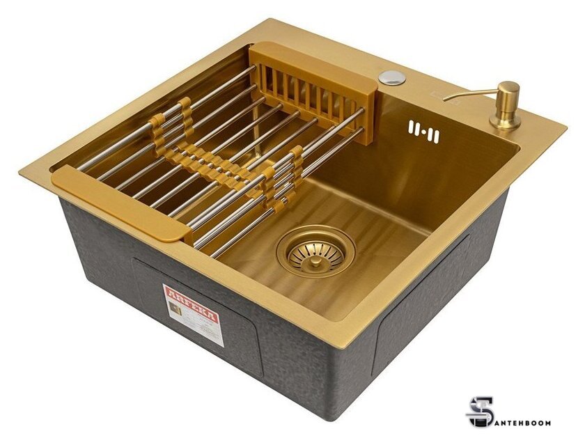Кухонная мойка ARFEKA ECO AR мойка 500*500, коландер, дозатор GOLD - Изображение №1 — Интернет-магазин santehboom.by