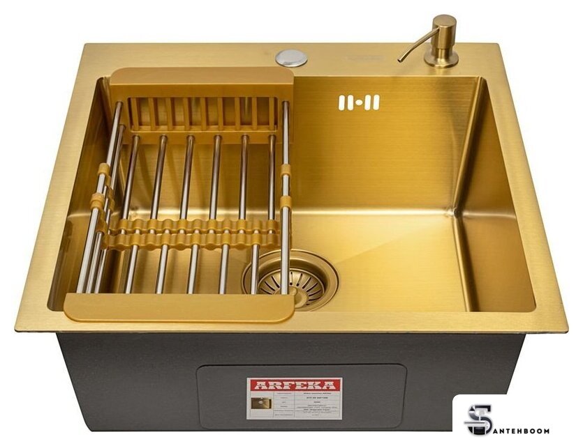 Кухонная мойка ARFEKA ECO AR мойка 500*500, коландер, дозатор GOLD - Изображение №2 — Интернет-магазин santehboom.by