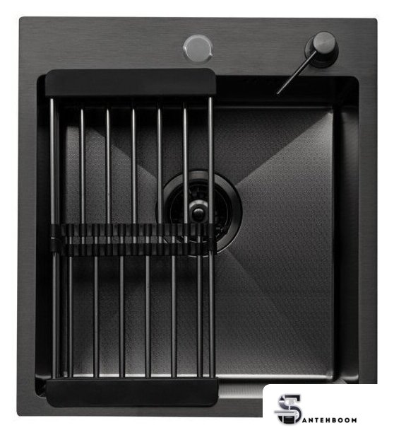 Кухонная мойка Diamond 450*500, коландер, дозатор BLACK DECOR - Изображение №2 — Интернет-магазин santehboom.by