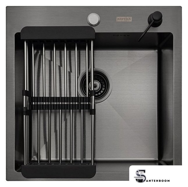 Кухонная мойка ARFEKA ECO AR мойка 500*500, коландер, дозатор BLACK - Изображение №3 — Интернет-магазин santehboom.by