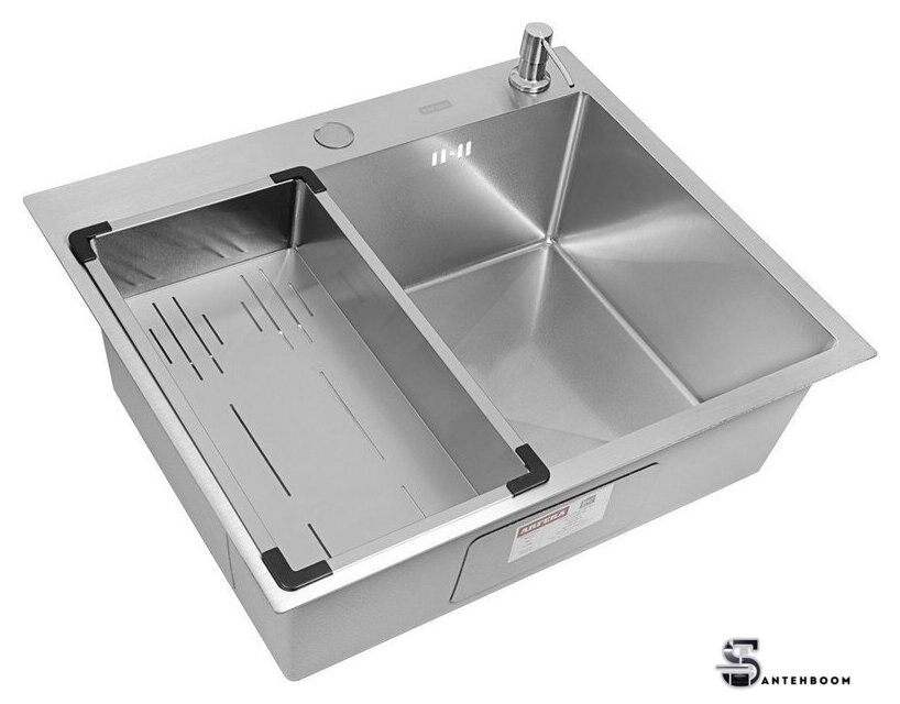 Кухонная мойка ARFEKA Eco AR мойка 600*500, коландер G, дозатор Satin Decor Volcanic - Изображение №1 — Интернет-магазин santehboom.by