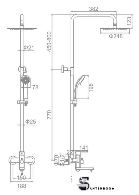 Душевая система  Ledeme L72416 - Изображение №2 — Интернет-магазин santehboom.by