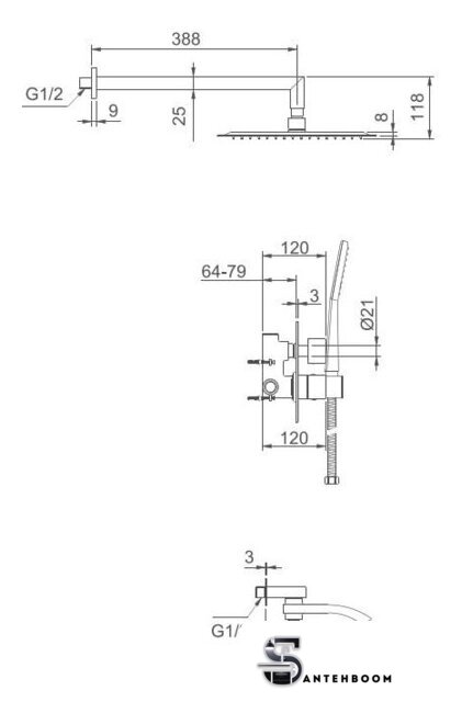 Душевая система  Gappo G7107-40 - Изображение №2 — Интернет-магазин santehboom.by
