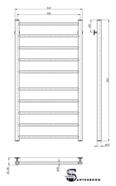Полотенцесушитель Stinox Toscana 50x100 tos100 Ral 9005 (черный матовый) - Изображение №4 — Интернет-магазин santehboom.by