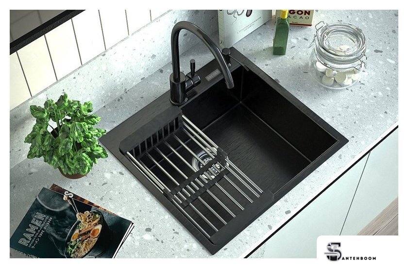 Кухонная мойка ARFEKA Eco AR 500*500 Black PVD Nano - Изображение №7 — Интернет-магазин santehboom.by