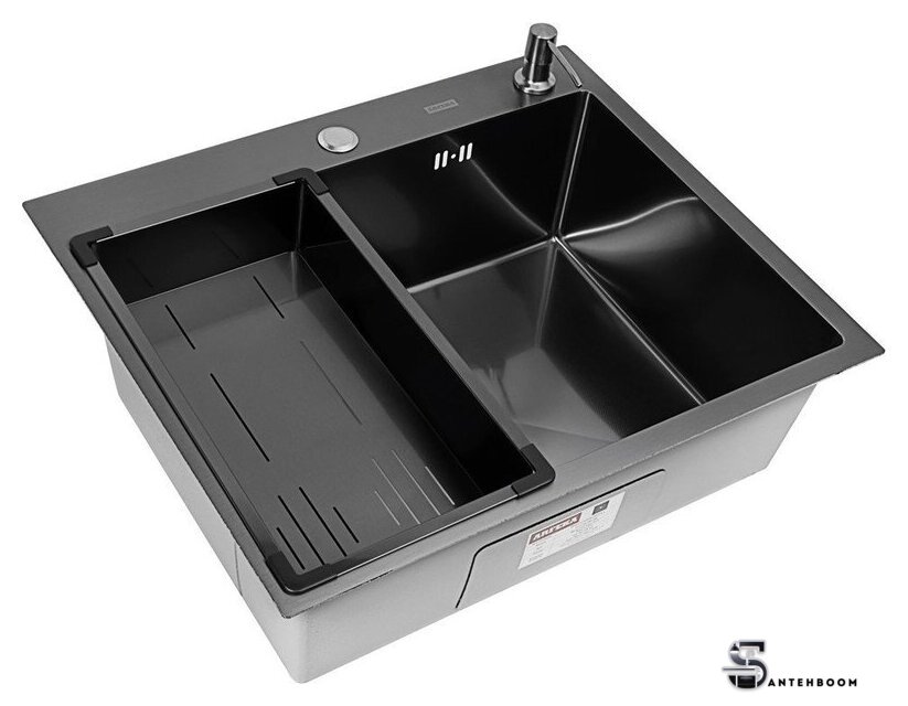 Кухонная мойка ARFEKA Eco AR мойка 600*500, коландер G, дозатор Black Decor Millet - Изображение №1 — Интернет-магазин santehboom.by