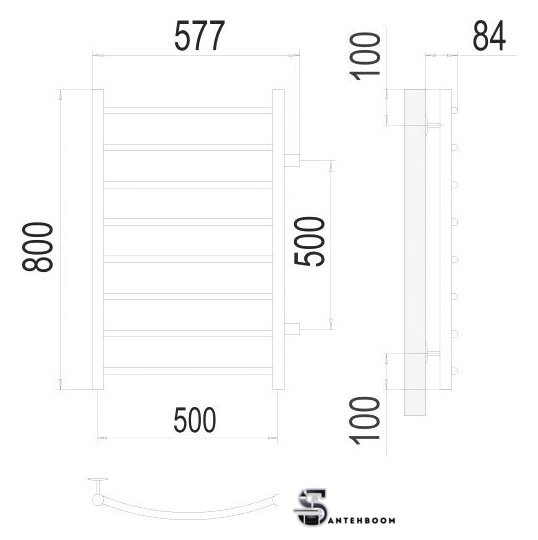 Полотенцесушитель TERMINUS Классик П8 500x800 бп 500 (хром) - Изображение №3 — Интернет-магазин santehboom.by