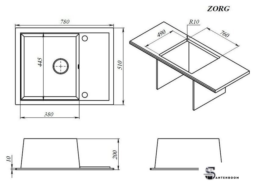 Кухонная мойка ZorG Rock 78 Premium alumetallic - Изображение №5 — Интернет-магазин santehboom.by