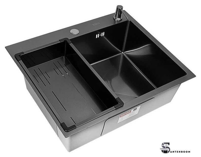 Кухонная мойка ARFEKA Eco AR мойка 600*500, коландер G, дозатор Black Decor - Изображение №1 — Интернет-магазин santehboom.by