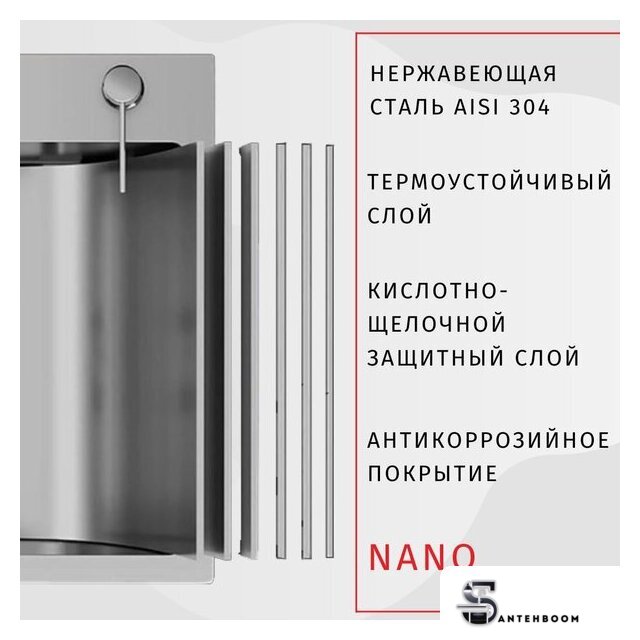 Кухонная мойка ARFEKA Eco AR 500*500 Satin - Изображение №4 — Интернет-магазин santehboom.by