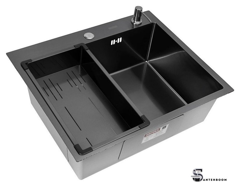 Кухонная мойка ARFEKA Eco AR мойка 600*500, коландер G, дозатор Black - Изображение №1 — Интернет-магазин santehboom.by