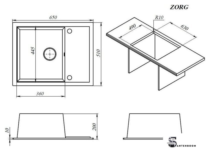 Кухонная мойка ZorG Rock 65 Premium alba - Изображение №2 — Интернет-магазин santehboom.by