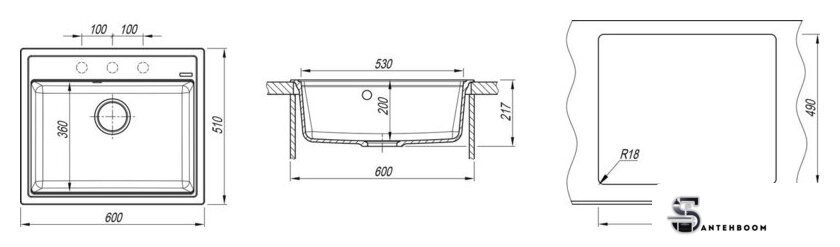 Кухонная мойка ZorG Rock 60 Premium alumetallic - Изображение №4 — Интернет-магазин santehboom.by