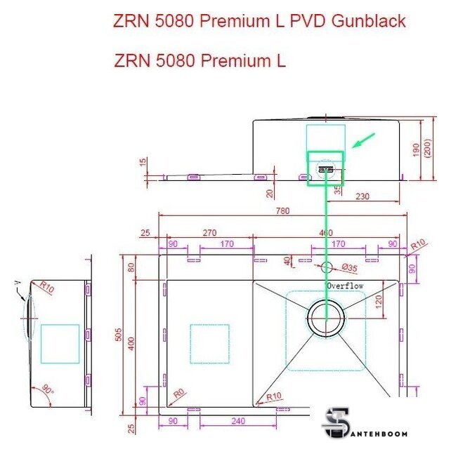 Кухонная мойка ZorG ZRN 5080 Premium L PVD Gunblack - Изображение №11 — Интернет-магазин santehboom.by