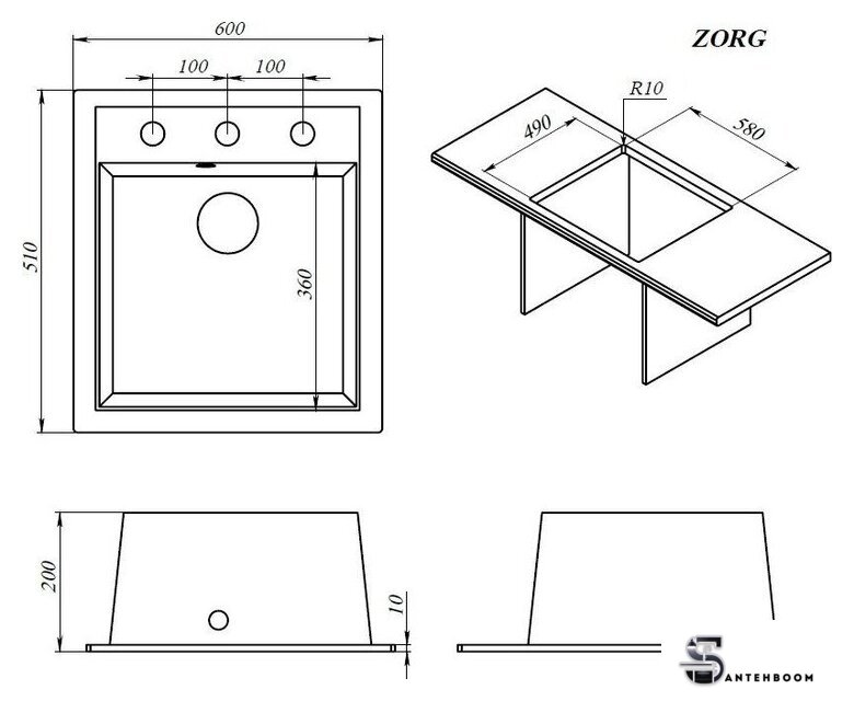 Кухонная мойка ZorG Rock 60 Premium alba - Изображение №5 — Интернет-магазин santehboom.by