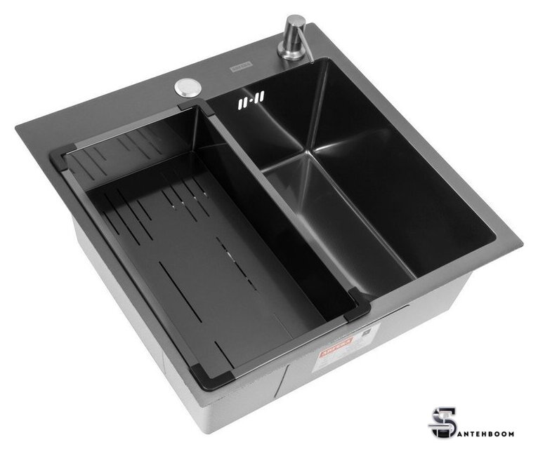 Кухонная мойка ARFEKA Eco AR мойка 500*500, коландер G, дозатор Black Decor Millet - Изображение №1 — Интернет-магазин santehboom.by