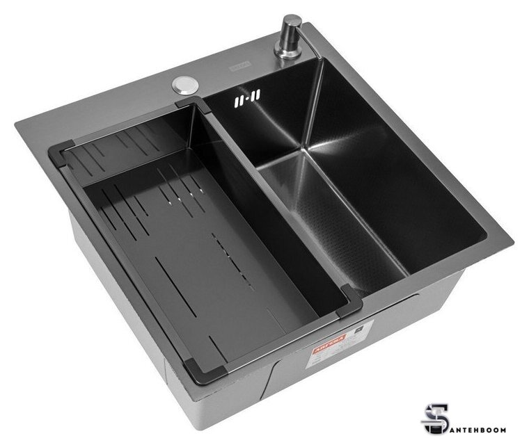 Кухонная мойка ARFEKA Eco AR мойка 500*500, коландер G, дозатор Black Decor - Изображение №1 — Интернет-магазин santehboom.by
