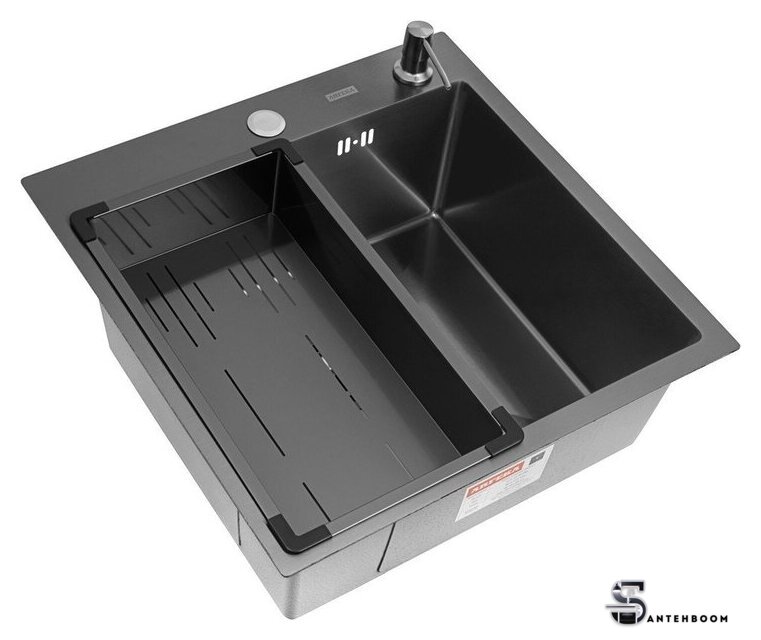 Кухонная мойка ARFEKA Eco AR мойка 500*500, коландер G, дозатор Black - Изображение №1 — Интернет-магазин santehboom.by