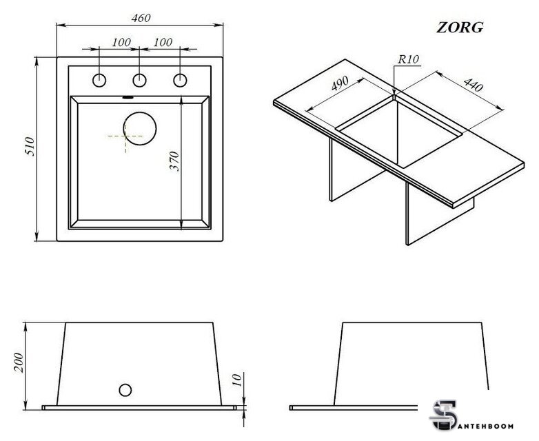 Кухонная мойка ZorG Rock 46 Premium alba - Изображение №2 — Интернет-магазин santehboom.by