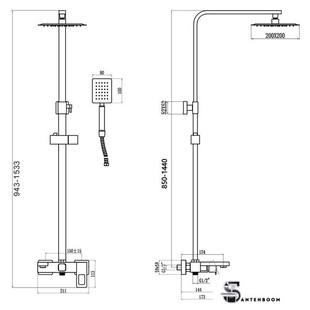 Душевая система  Savol S-SUS5003H - Изображение №2 — Интернет-магазин santehboom.by