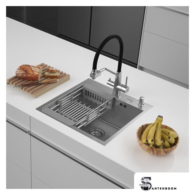 Кухонная мойка ARFEKA ECO AR мойка 500*500, коландер, дозатор SATIN DECOR - Изображение №1 — Интернет-магазин santehboom.by