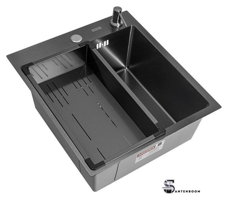 Кухонная мойка ARFEKA Eco AR мойка 450*500, коландер G, дозатор Black Decor - Изображение №1 — Интернет-магазин santehboom.by