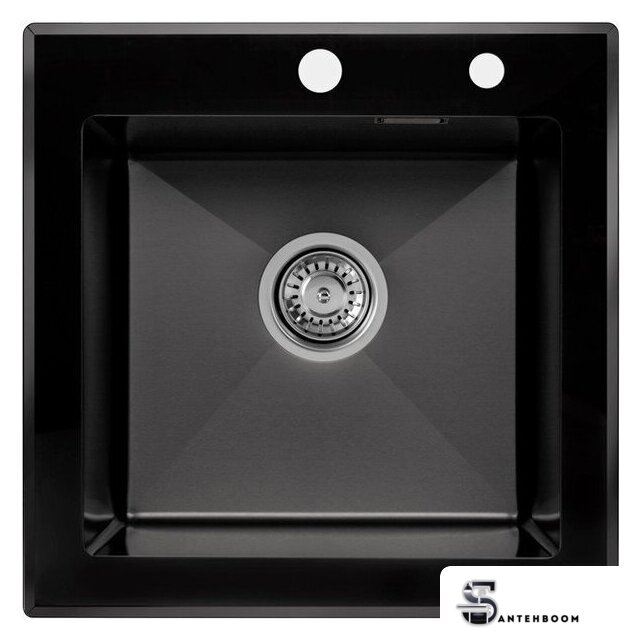 Кухонная мойка ARFEKA ECO AR 500*500 GS BLACK GLASS + BLACK PVD NANO - Изображение №1 — Интернет-магазин santehboom.by