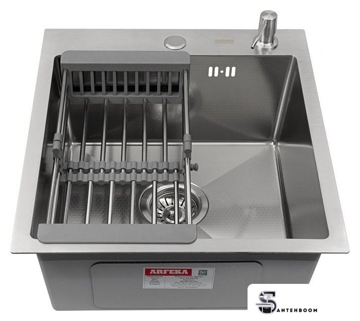 Кухонная мойка ARFEKA Eco AR мойка 450*500, коландер, дозатор Satin Decor - Изображение №2 — Интернет-магазин santehboom.by