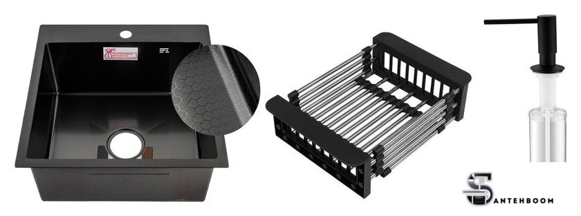 Кухонная мойка Schtoff Best Decor Black 5050 + коландер KR-1 Black + дозатор SD-1 Black - Изображение №1 — Интернет-магазин santehboom.by