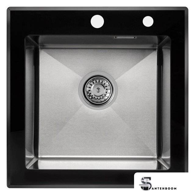 Кухонная мойка ARFEKA ECO AR 500*500 GS BLACK GLASS + SATIN - Изображение №1 — Интернет-магазин santehboom.by