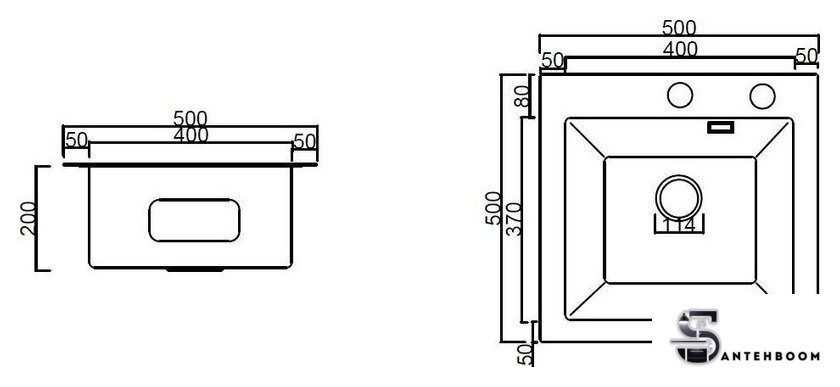 Кухонная мойка ARFEKA ECO AR 500*500 GS BLACK GLASS + SATIN - Изображение №2 — Интернет-магазин santehboom.by