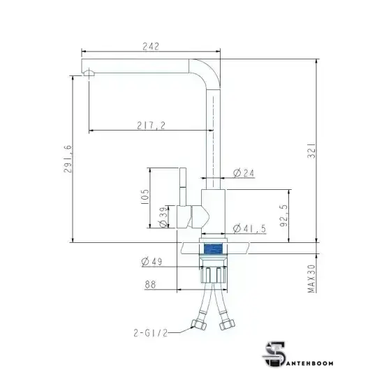 Смеситель для кухни ARFEKA  Isis (satin) - Изображение №2 — Интернет-магазин santehboom.by