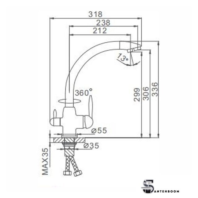 Смеситель  FRAP F4399-5 - Изображение №2 — Интернет-магазин santehboom.by
