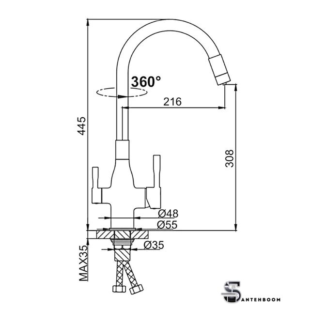 Смеситель  FRAP F4396-8 - Изображение №3 — Интернет-магазин santehboom.by